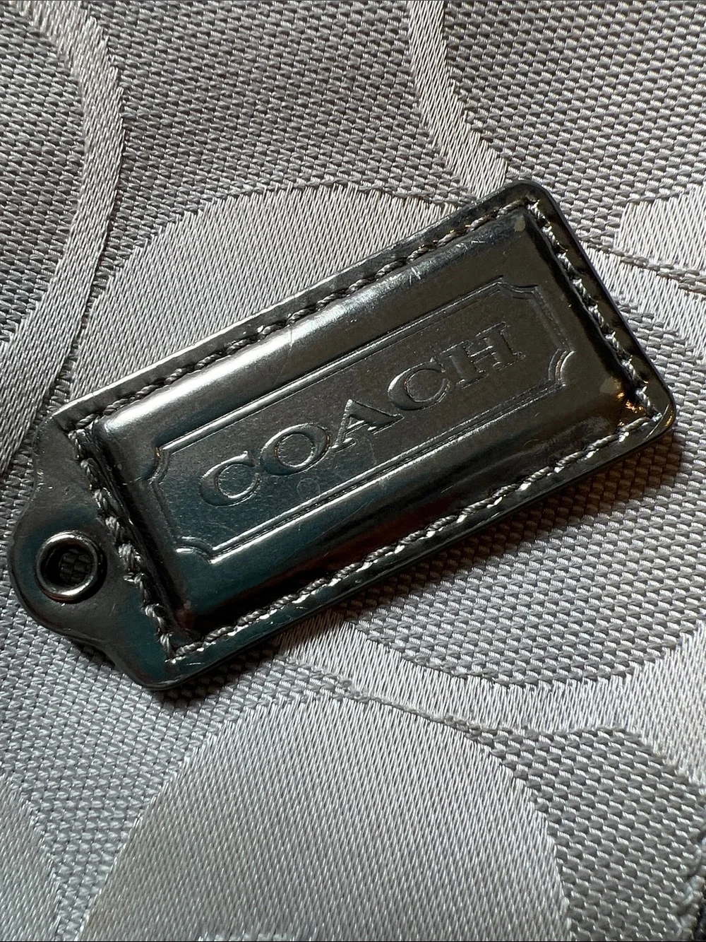 Vintage COACH Crossbody Bag in Light Silver and Chalk Signature Canvas Y2K